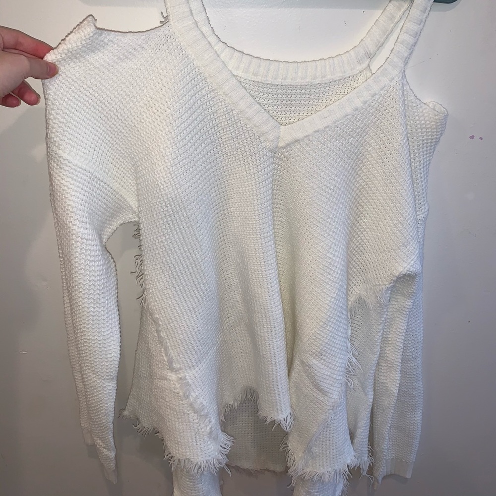 White Cold Shoulder Sweater